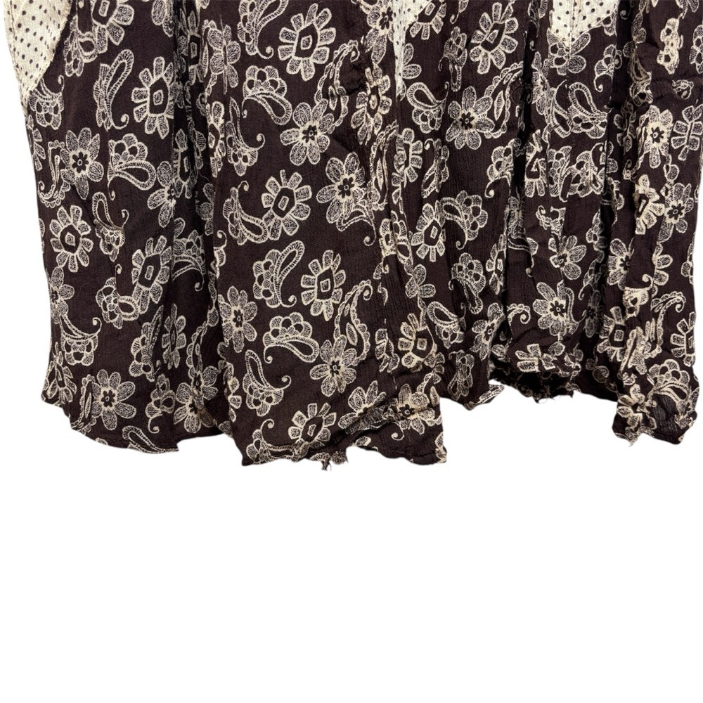 Lola P Boho Maxi Dress XL Brown Cream Floral Paisley Sleeveless Rayon - Picture 6 of 7